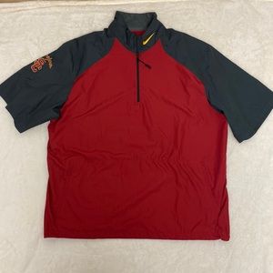 USC Trojans Nike Short Sleeve Windbreaker half zip. Gray and Red. Size XXL